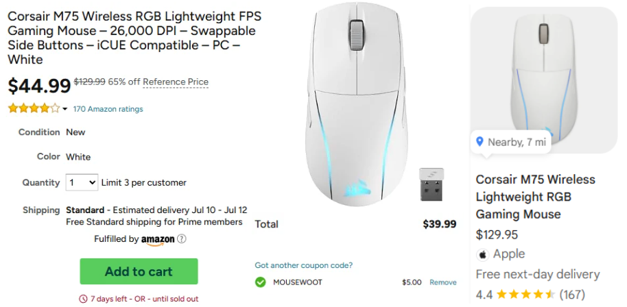 Corsair M75 Wireless RGB Gaming Mouse